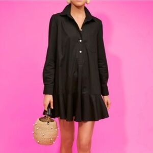 Tuckernuck Black Long-Sleeve Shirt Mini Dress